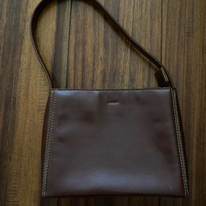 Brown Leather Structured Mini Bag
